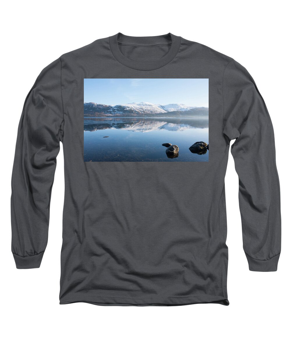 Landscape Long Sleeve T-Shirt featuring the photograph Derwentwater Rocks by Pete Walkden
