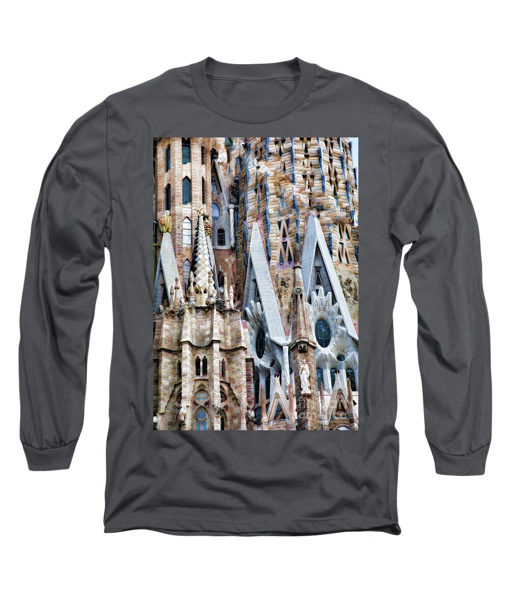 La Sagrada Familia Long Sleeve T-Shirt featuring the photograph Details La Sagrada Familia Color by Chuck Kuhn