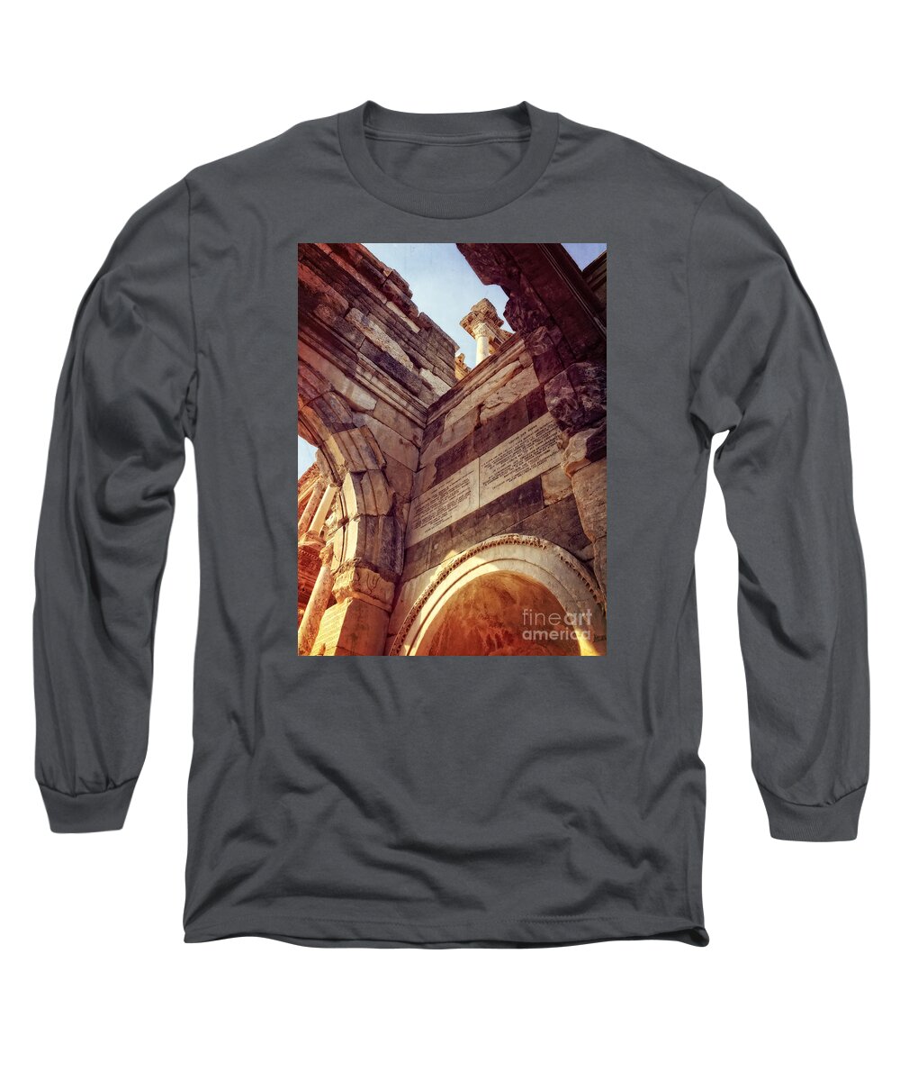 Turkey Long Sleeve T-Shirt featuring the photograph details of Ephesus by HD Connelly