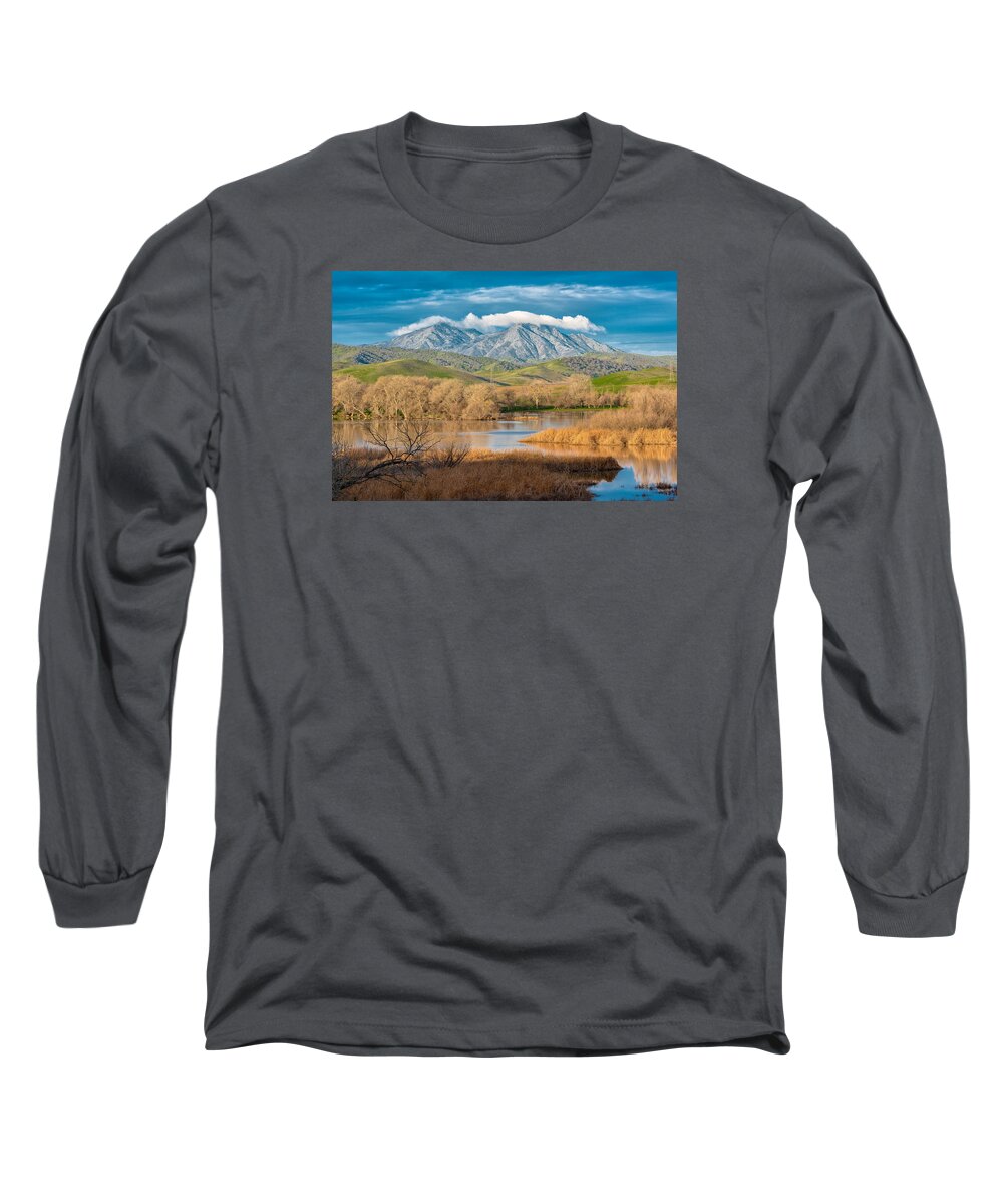Brentwood Long Sleeve T-Shirt featuring the photograph Diablo over Marsh Creek 2016 by Robin Mayoff