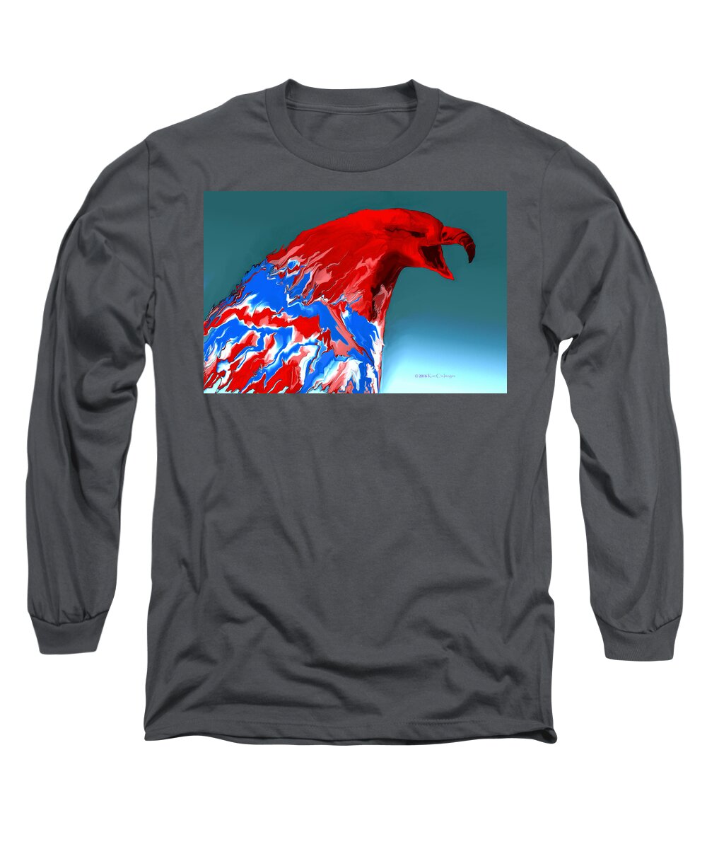 Bald Eagle Long Sleeve T-Shirt featuring the digital art Montana Eagle Angry Bird by Kae Cheatham