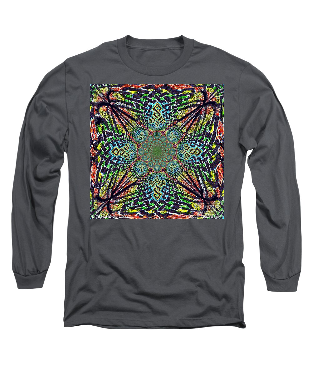 Celtic Cross Long Sleeve T-Shirt featuring the painting Dimensional Celtic Cross by Hidden Mountain