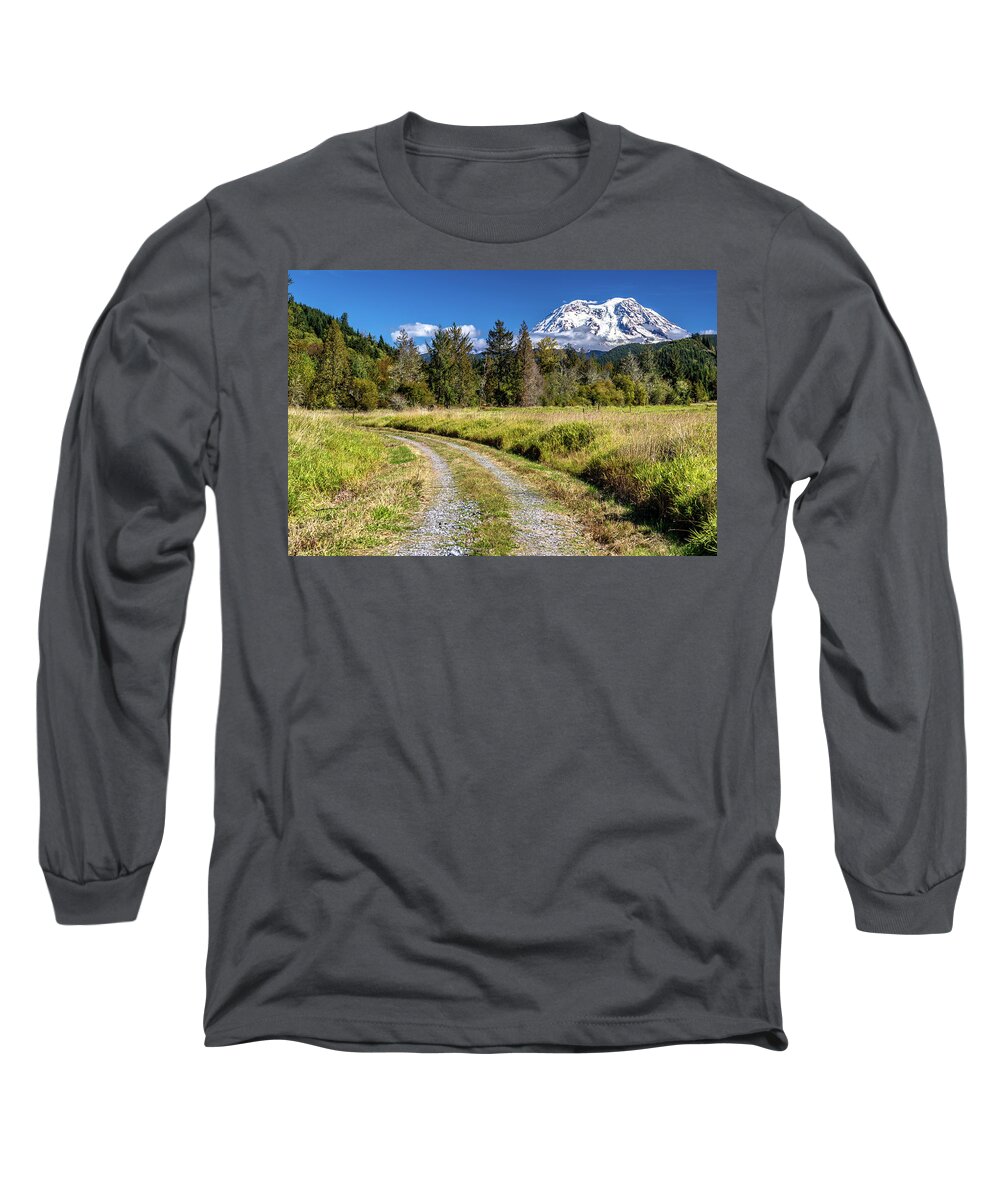 Mt Long Sleeve T-Shirt featuring the photograph Dirt Road to MT Rainier by Rob Green