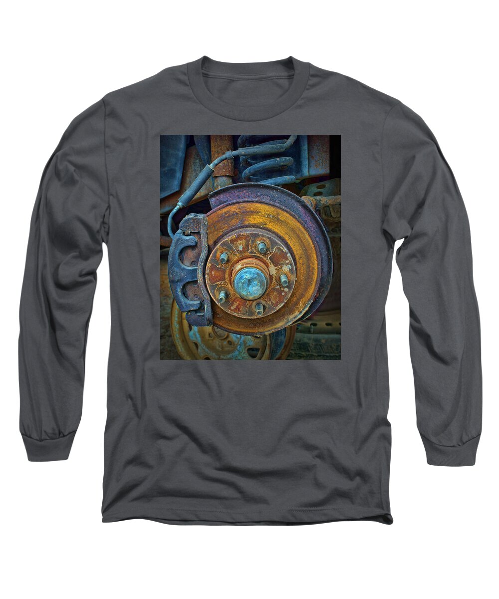 Industrial Long Sleeve T-Shirt featuring the photograph Disc Brake Assembly by Nikolyn McDonald