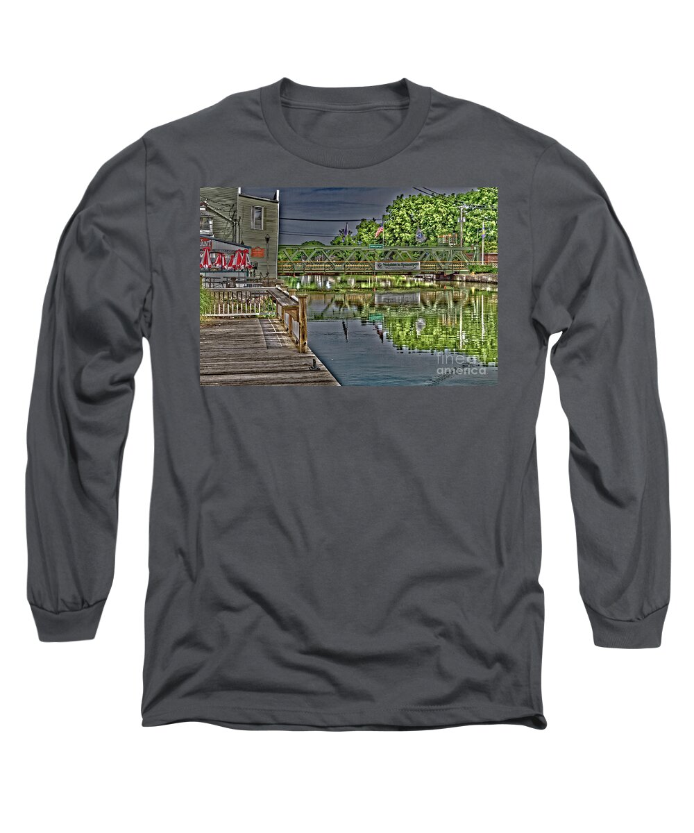 Canal Long Sleeve T-Shirt featuring the photograph Dockside Dining by William Norton