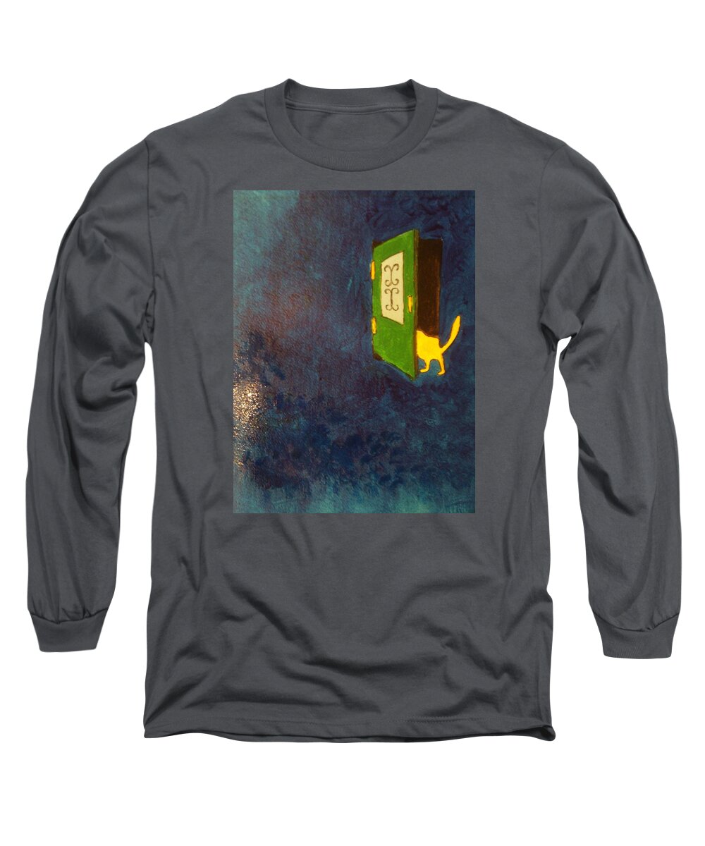 Cat Long Sleeve T-Shirt featuring the photograph Door by Goma
