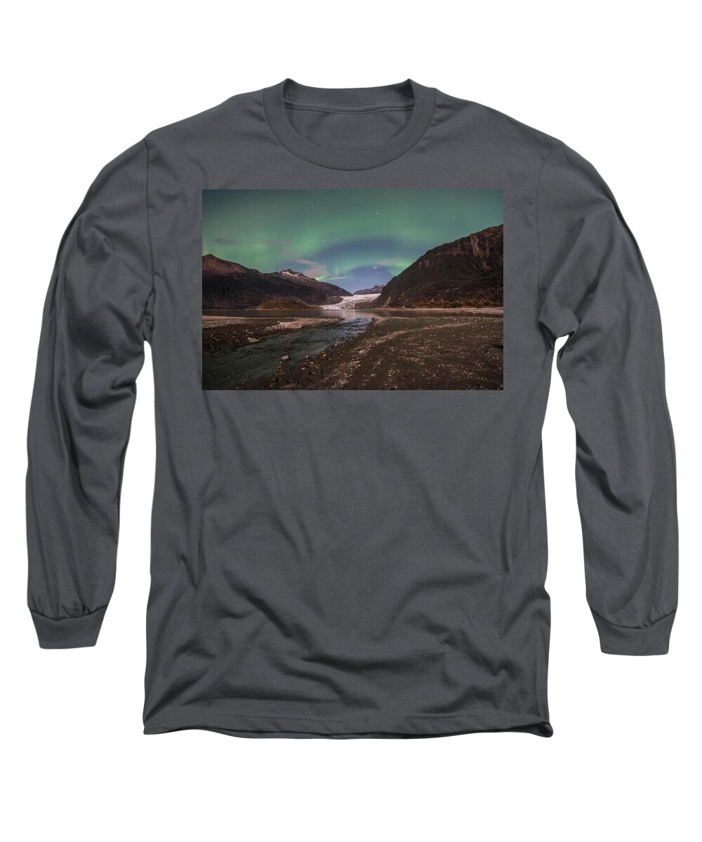 Northern Lights Long Sleeve T-Shirt featuring the photograph Double Rainbow by David Kirby