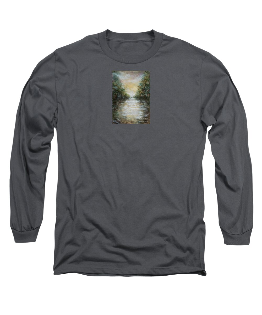 Landscape Long Sleeve T-Shirt featuring the painting Down da Bayou by Francelle Theriot