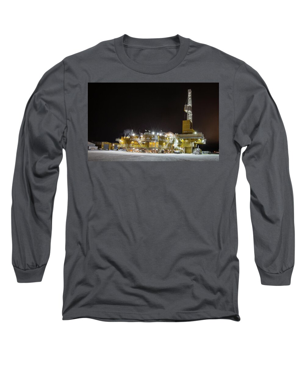 Sam Amato Photography Long Sleeve T-Shirt featuring the photograph Doyon Rig 142 Drilling Rig by Sam Amato