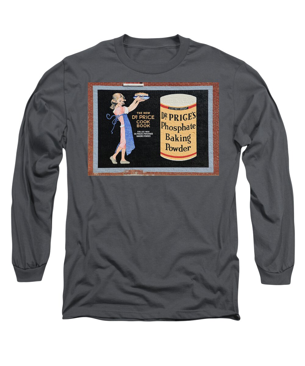 Old Time Long Sleeve T-Shirt featuring the photograph Dr. Prices Phosphate Baking Powder On Brick by J Laughlin