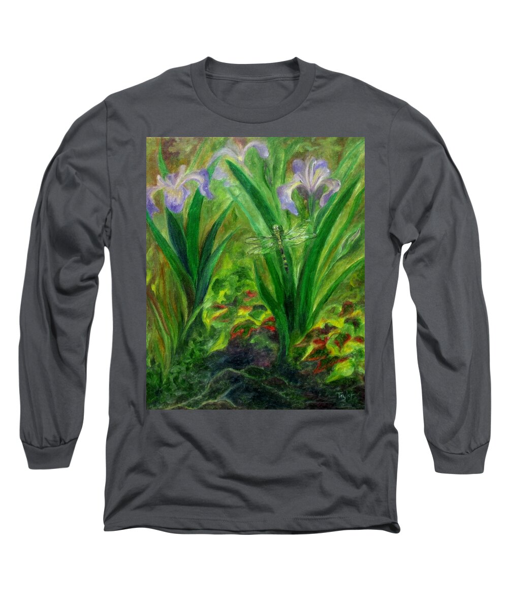 Dragonfly Long Sleeve T-Shirt featuring the painting Dragonfly Medicine by FT McKinstry