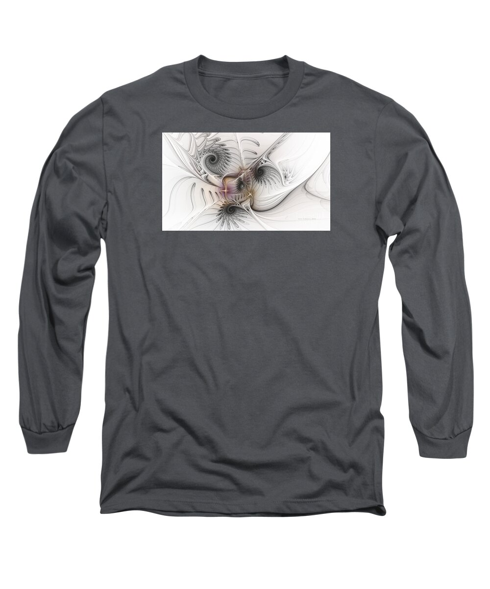 Fractal Long Sleeve T-Shirt featuring the digital art Dressed in Silk and Satin by Karin Kuhlmann