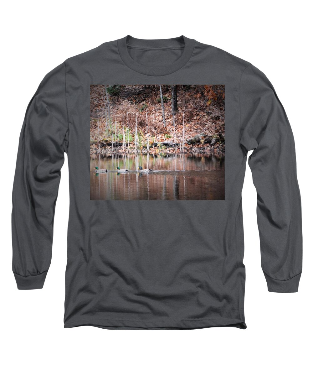 Ducks Long Sleeve T-Shirt featuring the photograph Ducks in a Row by Kimberly Woyak