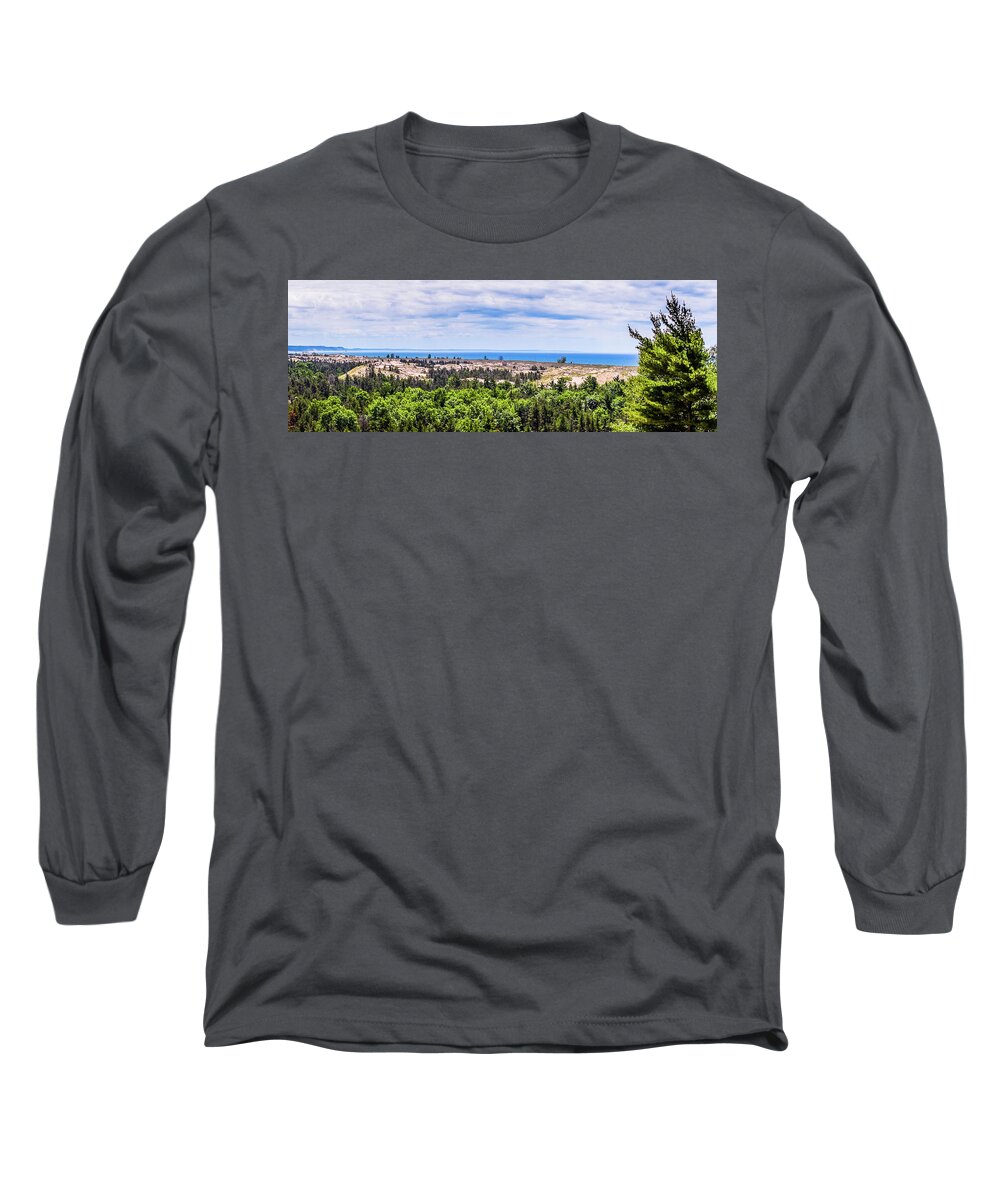 Landscape Long Sleeve T-Shirt featuring the photograph Dunes Along Lake Michigan by Lester Plank
