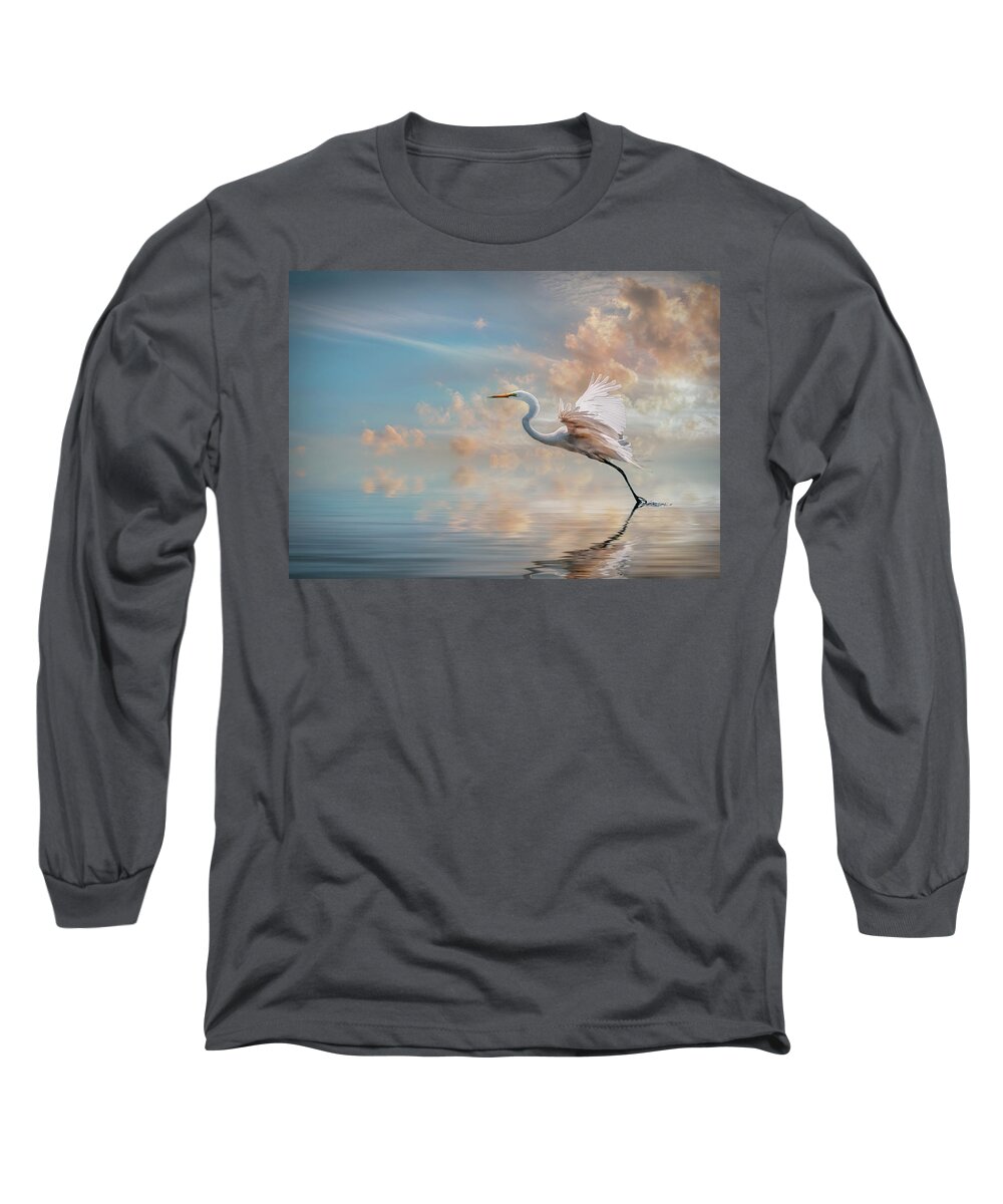 Great Egret Long Sleeve T-Shirt featuring the photograph Early morning Egret by Brian Tarr