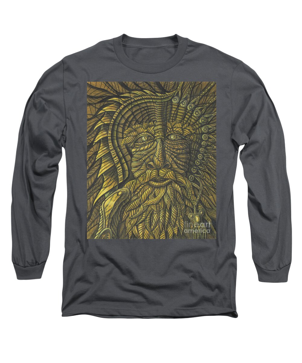 Fine Art Long Sleeve T-Shirt featuring the drawing Earth Warrior by Scott Brennan