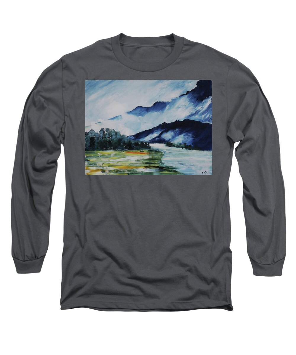 Landscape Long Sleeve T-Shirt featuring the painting East Meets West by Gloria Dietz-Kiebron