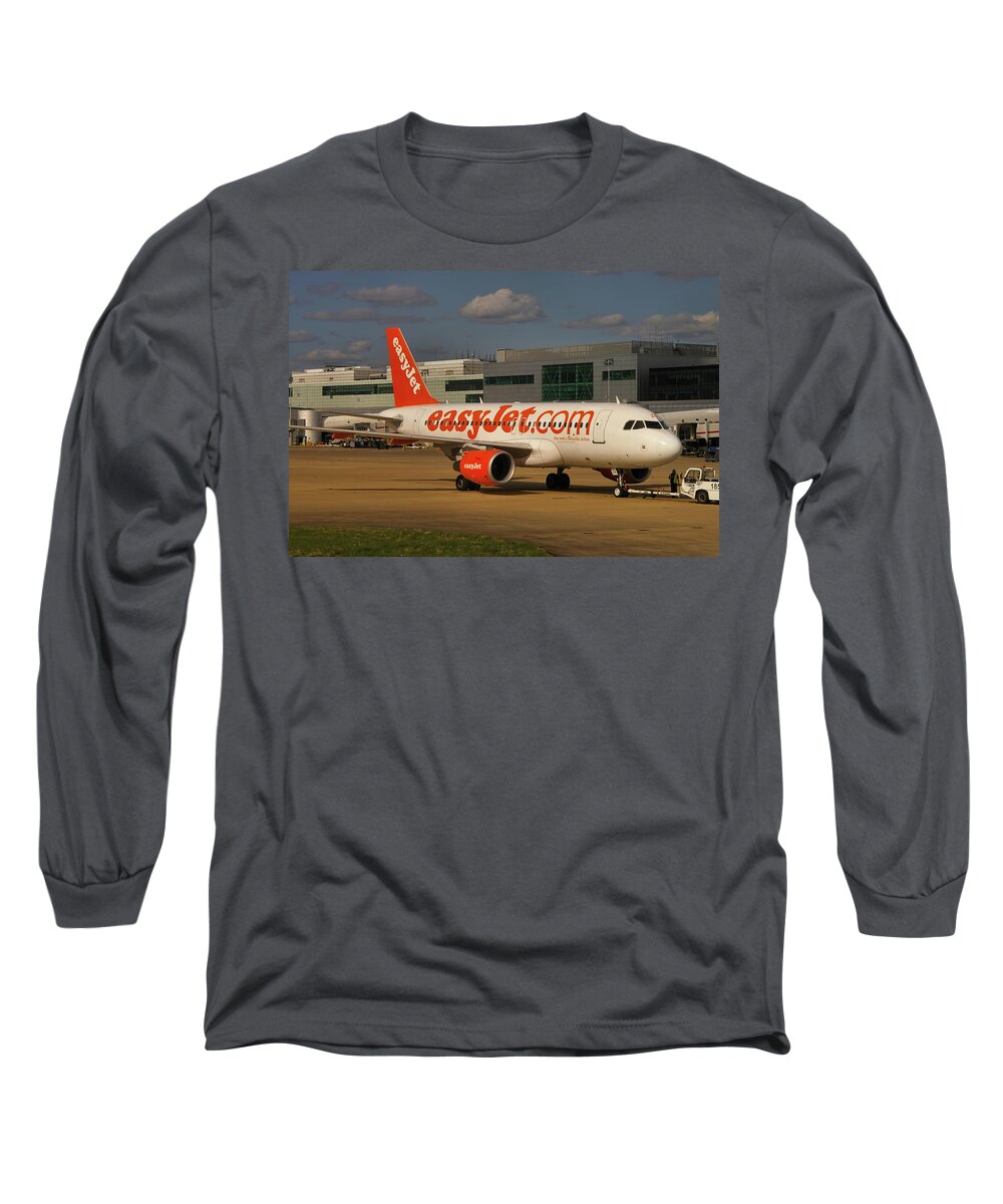 Easyjet Long Sleeve T-Shirt featuring the photograph Easyjet Airbus A319-111 by Tim Beach