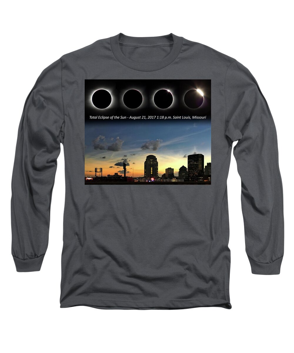 Eclipse Long Sleeve T-Shirt featuring the photograph Eclipse - St Louis by Harold Rau