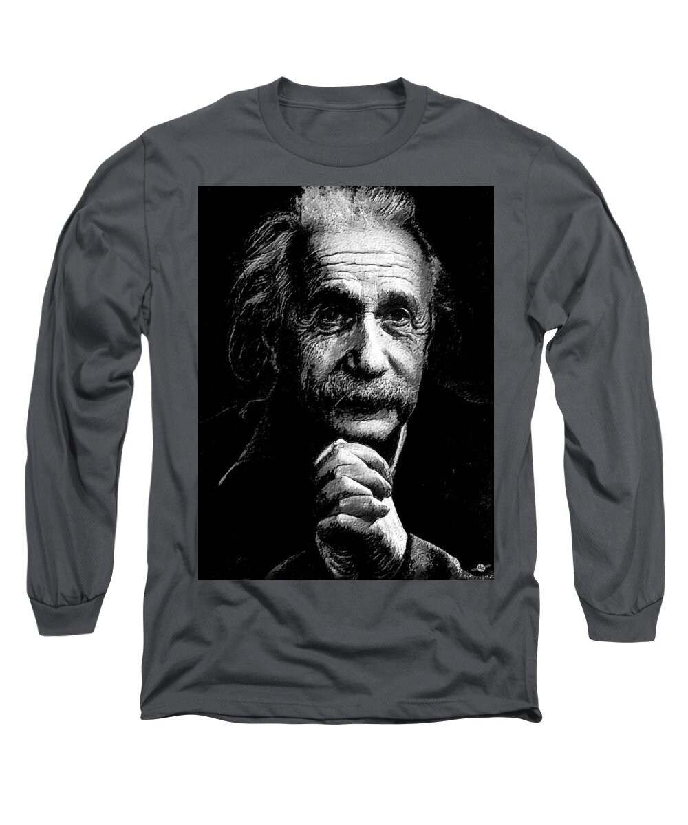 Albert Einstein Long Sleeve T-Shirt featuring the painting Einstein by Tony Rubino