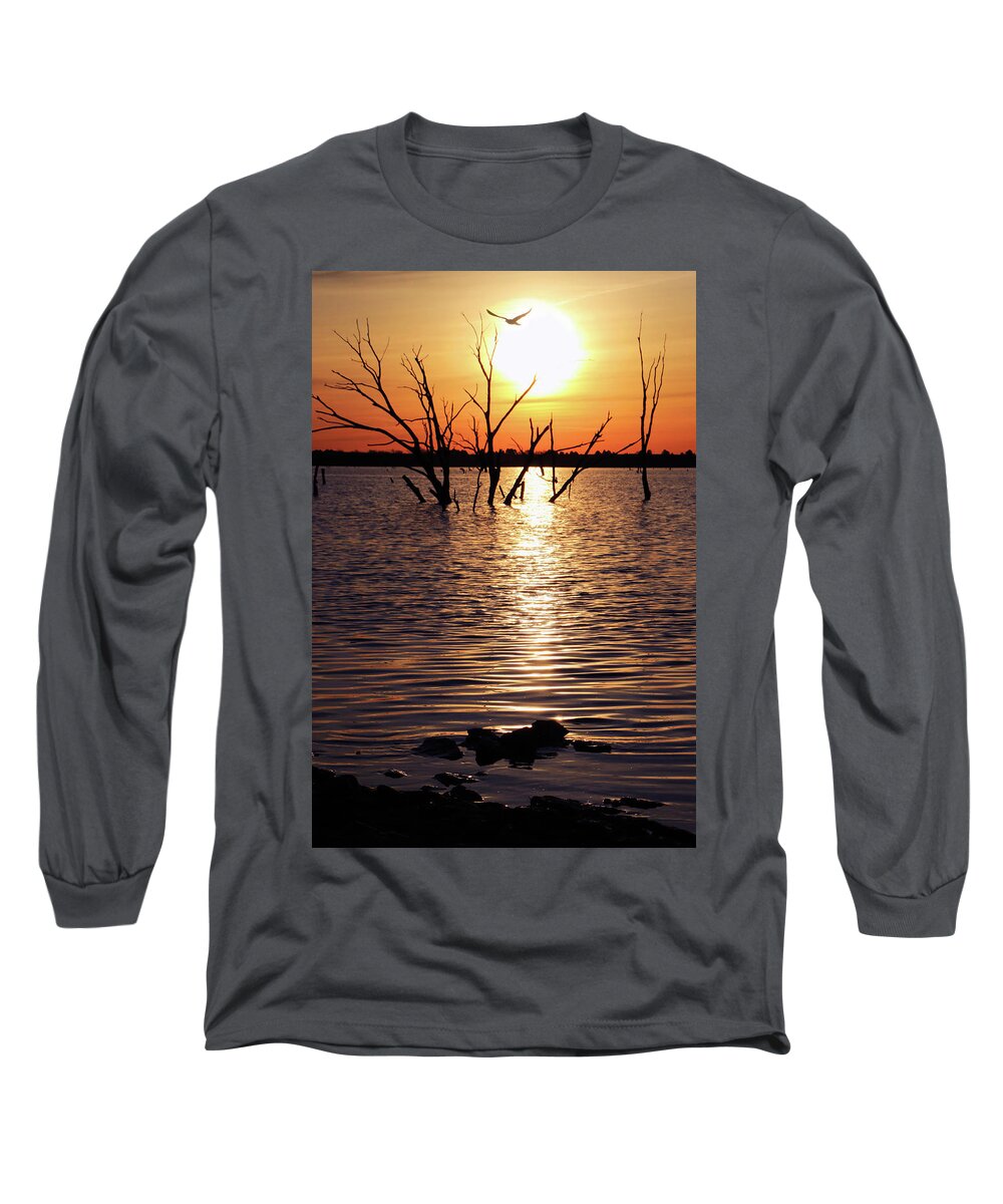 Lake Long Sleeve T-Shirt featuring the photograph El Dorado Lake Morning by Christopher McKenzie