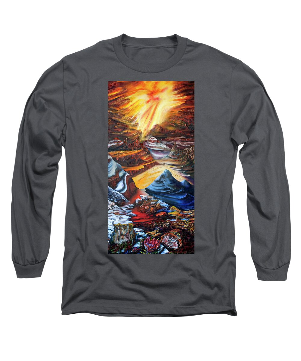 Surrealism Long Sleeve T-Shirt featuring the painting El Dorado by Terry R MacDonald