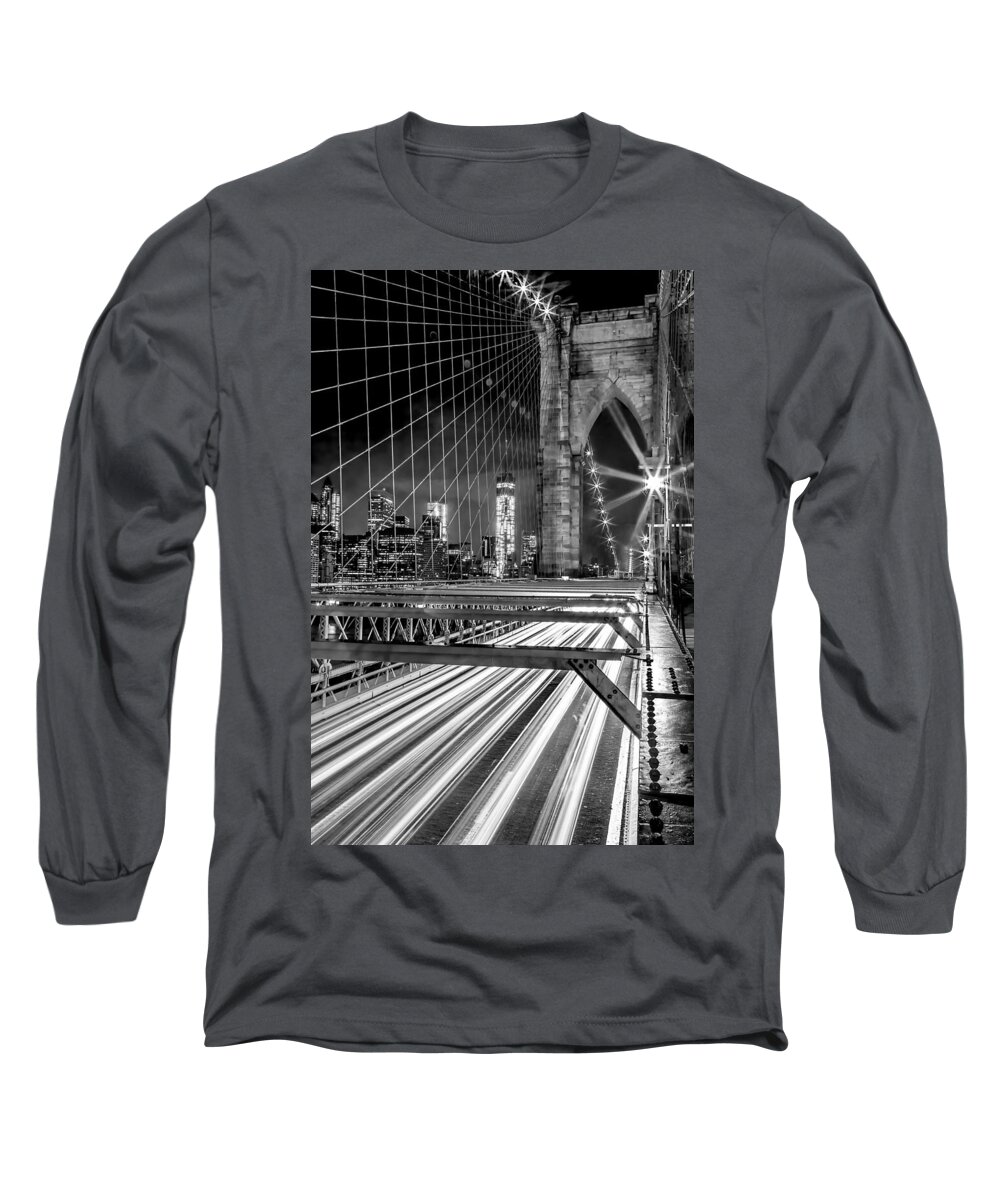 Brooklyn Bridge Long Sleeve T-Shirt featuring the photograph Electrify by Az Jackson
