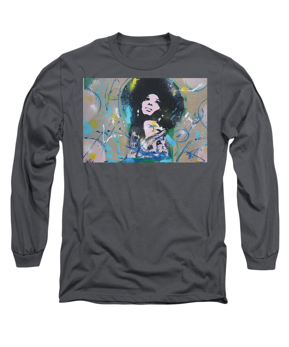Diana Ross Long Sleeve T-Shirt featuring the painting Eletric Ross by Antonio Moore