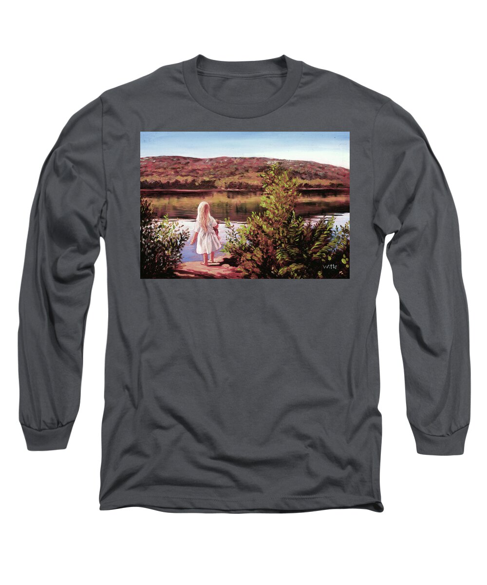 Groton Lake Long Sleeve T-Shirt featuring the painting Elizabeth at Groton Lake by Marie Witte