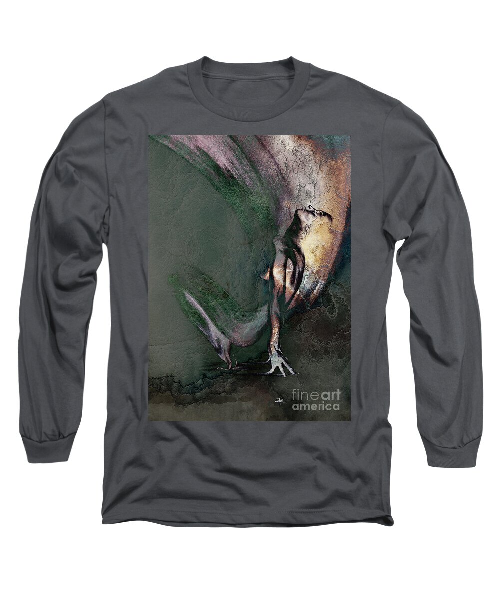 Empathy Long Sleeve T-Shirt featuring the drawing emergent II - textured by Paul Davenport