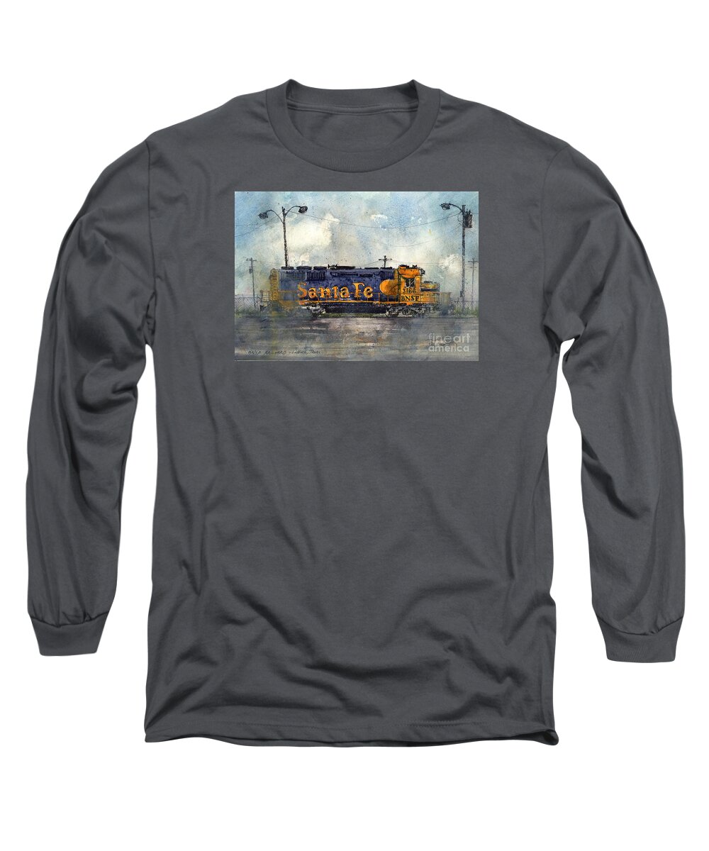 Santa Fe Long Sleeve T-Shirt featuring the painting Engine 3166 by Tim Oliver