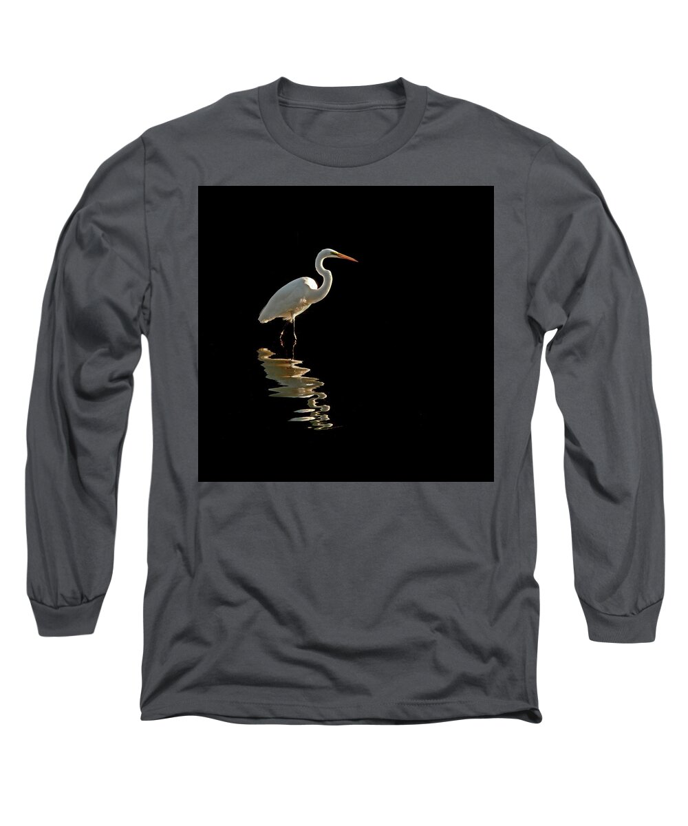 Egrets Long Sleeve T-Shirt featuring the photograph Ergret Reflecting by Stuart Harrison