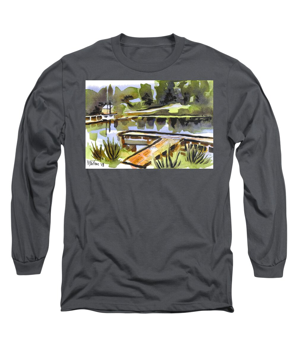 Evening Shadows At Shepherd Mountain Lake Long Sleeve T-Shirt featuring the painting Evening Shadows at Shepherd Mountain Lake by Kip DeVore