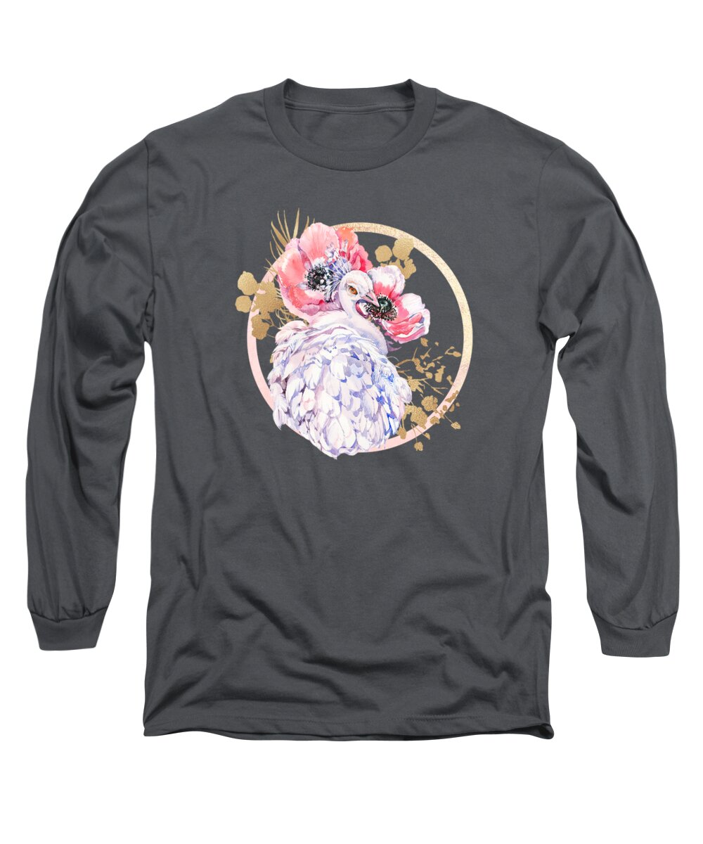 Painting Long Sleeve T-Shirt featuring the painting Every Peacock Wants A Lovely Peahen by Little Bunny Sunshine