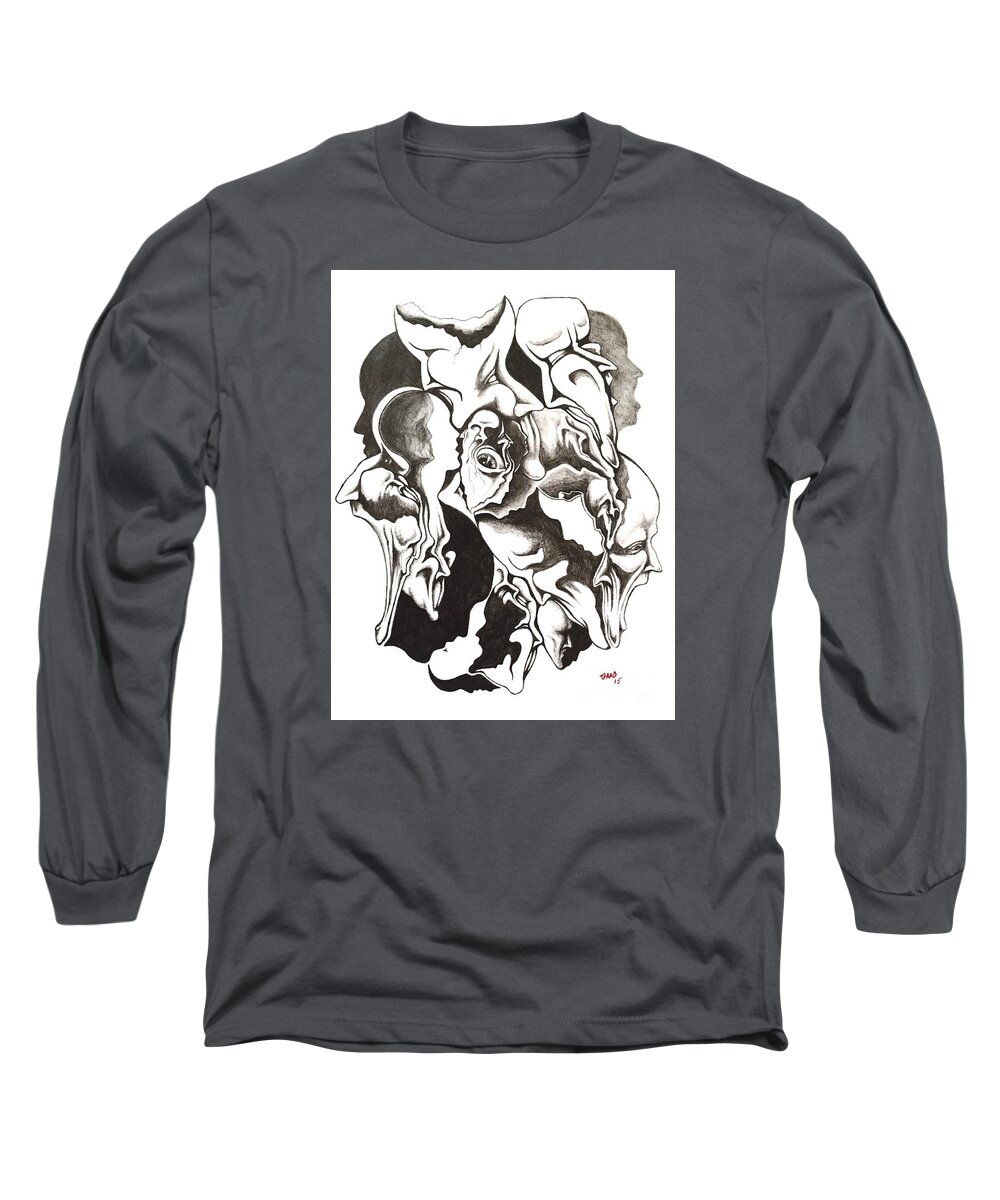Michael Tmad Finney Long Sleeve T-Shirt featuring the drawing Evolution in Mind by Michael TMAD Finney