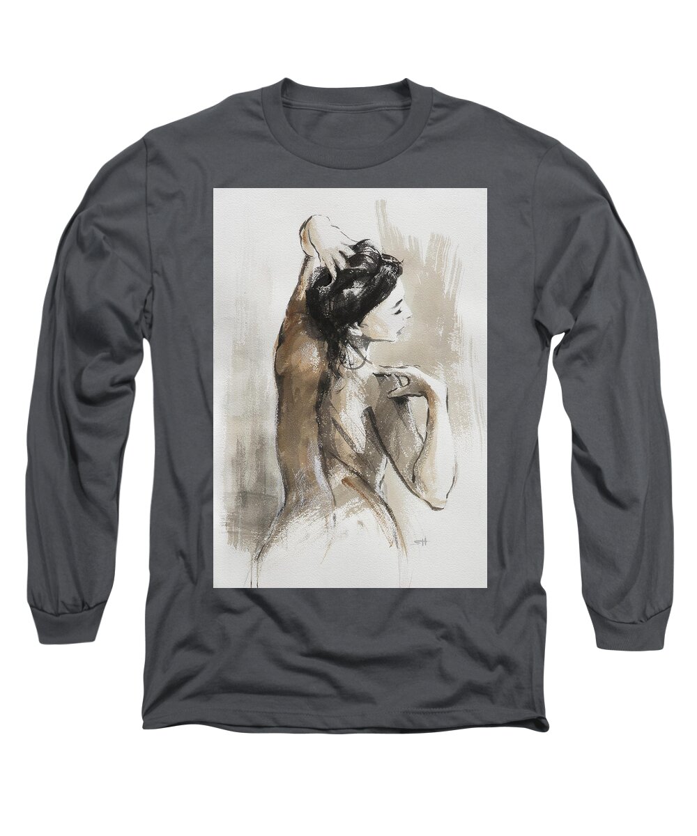 Woman Long Sleeve T-Shirt featuring the painting Expression by Steve Henderson