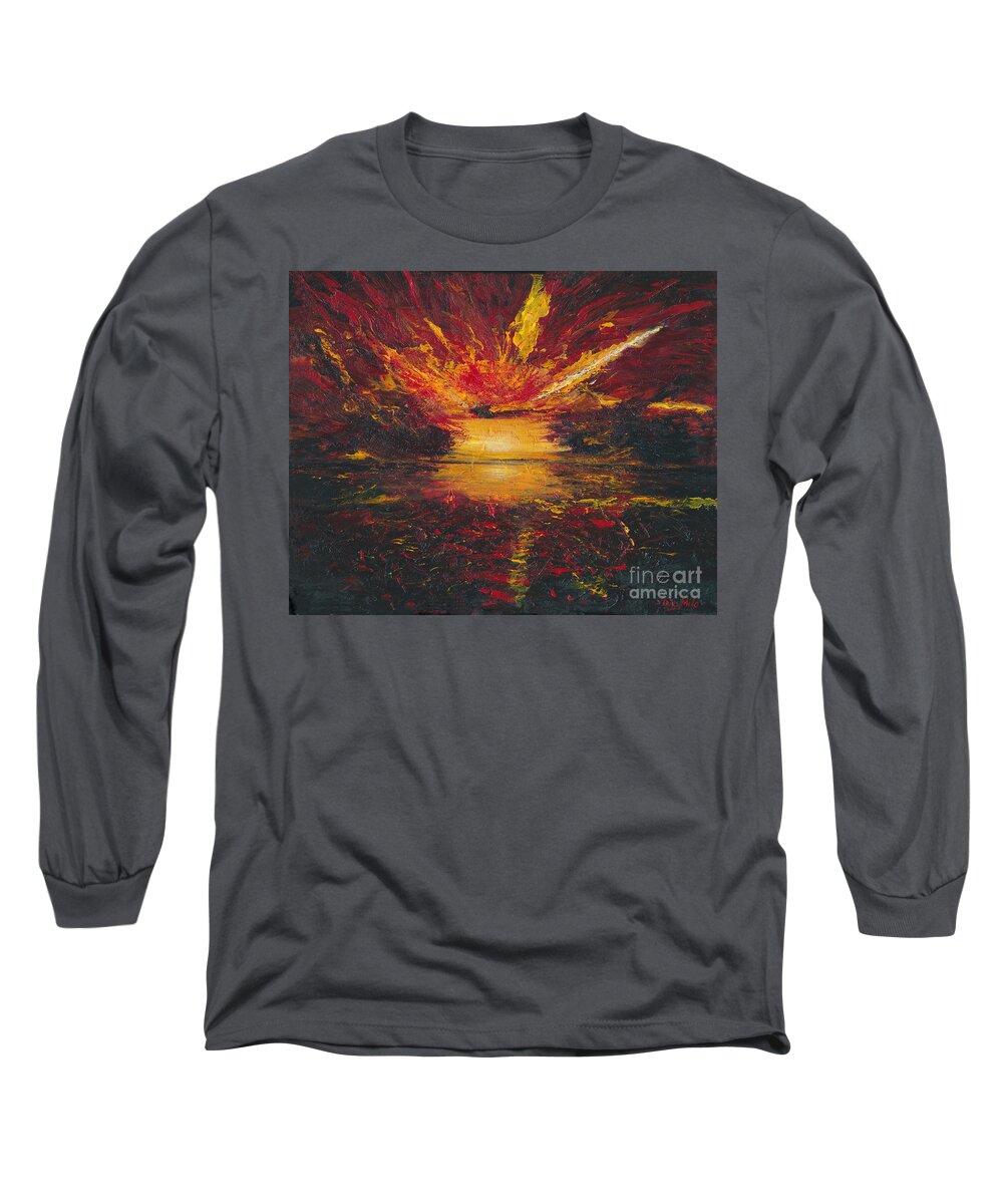 Storm Long Sleeve T-Shirt featuring the painting Eye of the Storm by Ania M Milo