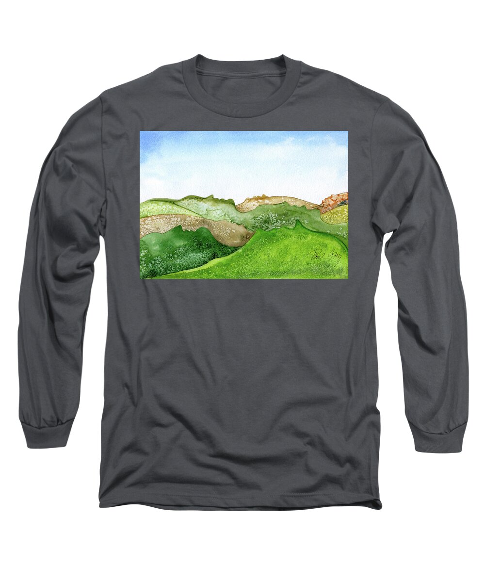 Surreal Long Sleeve T-Shirt featuring the painting Facescape 1 by Paul Gaj