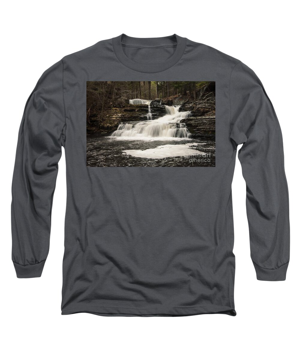 Waterfall Long Sleeve T-Shirt featuring the photograph Factory Falls by Debra Fedchin