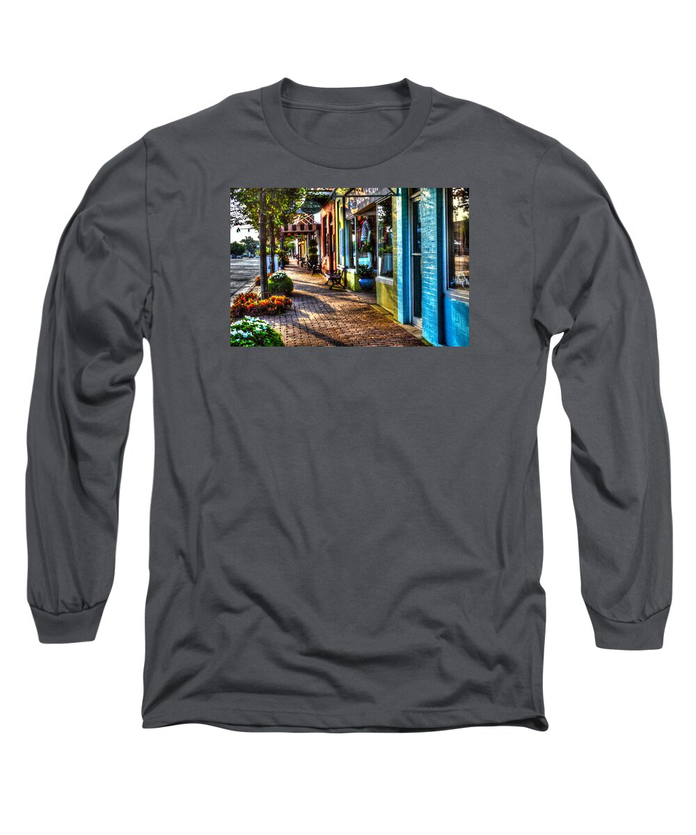 Fairhope Long Sleeve T-Shirt featuring the photograph Fairhope Sidewalk by Michael Thomas