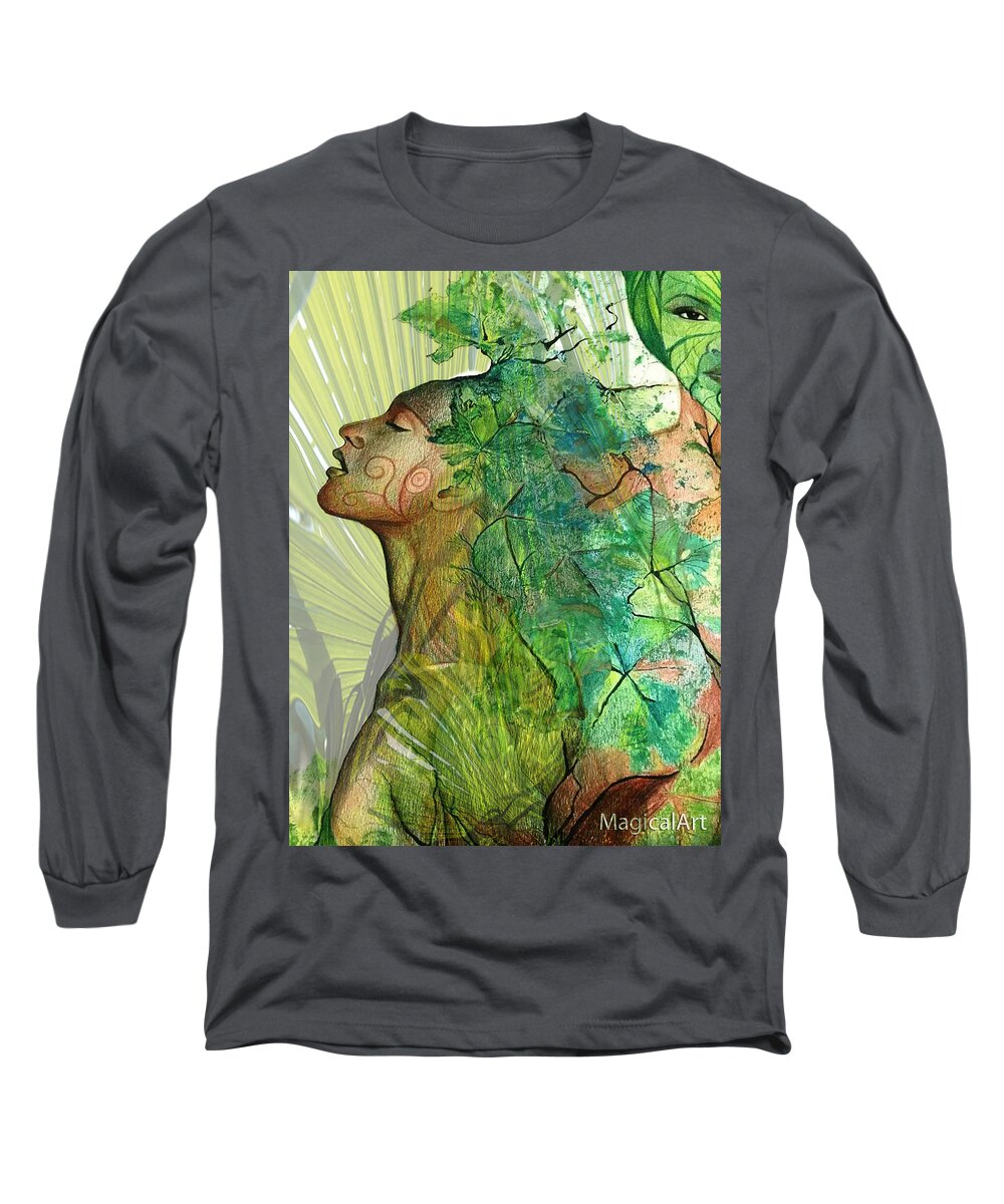 Fairy Spiritual Elements Of Nature Long Sleeve T-Shirt featuring the digital art Fairy by Bernadett Bagyinka