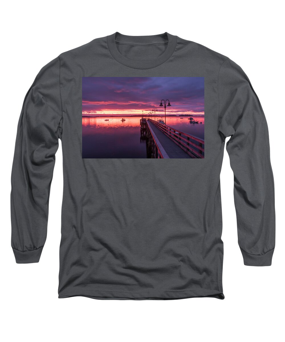Maine Long Sleeve T-Shirt featuring the photograph Falmouth Town Landing Sunrise by Colin Chase