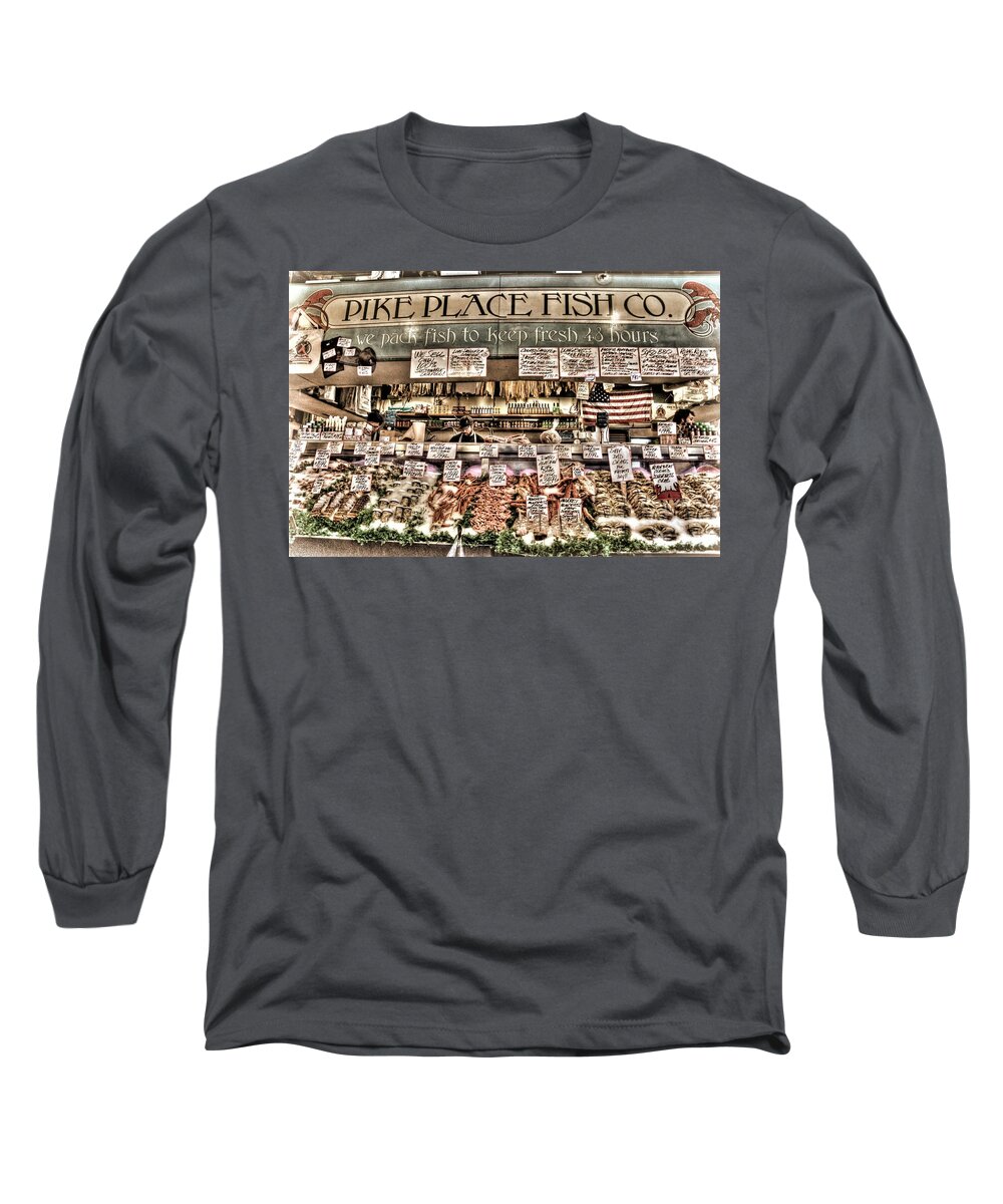 Famous Fish at Pike Place Market Long Sleeve T-Shirt by Spencer
