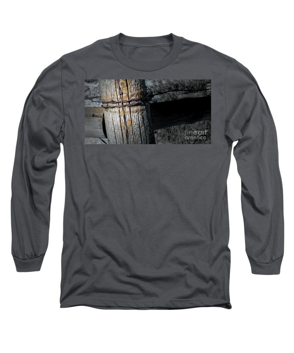 Cross Long Sleeve T-Shirt featuring the photograph Farming Cross by Troy Stapek