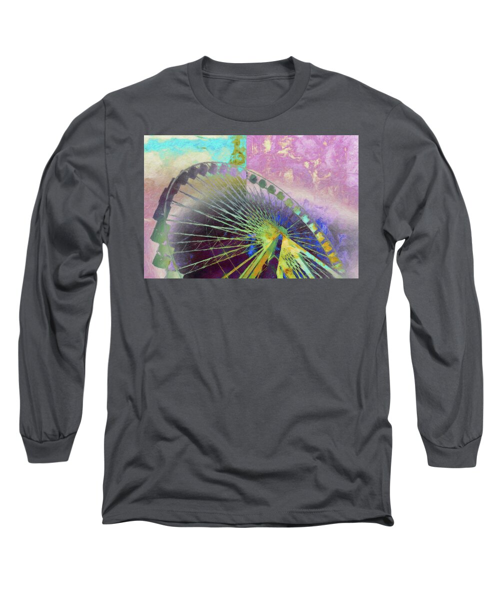 Louvre Long Sleeve T-Shirt featuring the mixed media Ferris 18 by Priscilla Huber