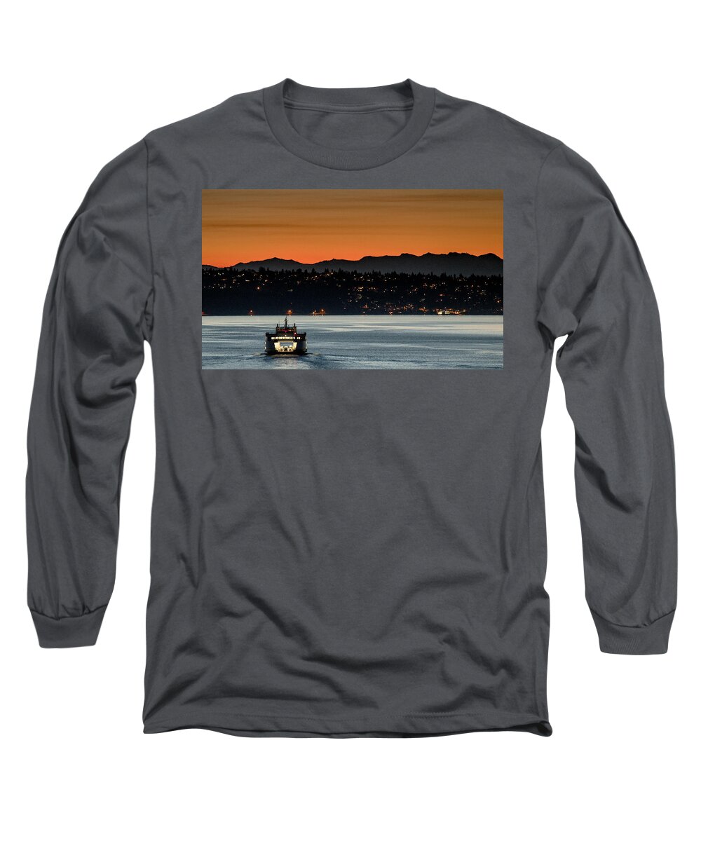 West Seattle Long Sleeve T-Shirt featuring the photograph Ferry Sealth at Dawn by E Faithe Lester