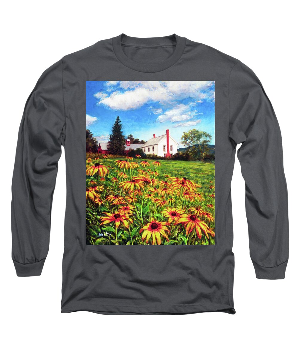 Gardenscape Long Sleeve T-Shirt featuring the painting Field of Black Eyed Susans by Marie Witte
