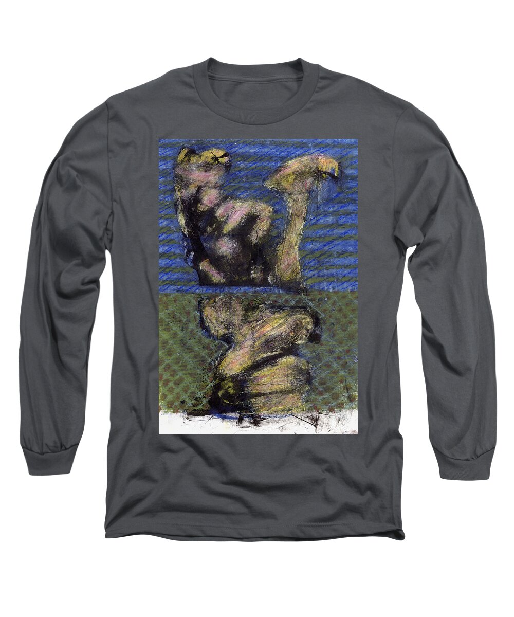 Painting Long Sleeve T-Shirt featuring the pastel figure Split in landscape by JC Armbruster