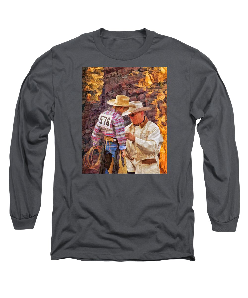Rodeo Long Sleeve T-Shirt featuring the mixed media Final Check by David Wagner