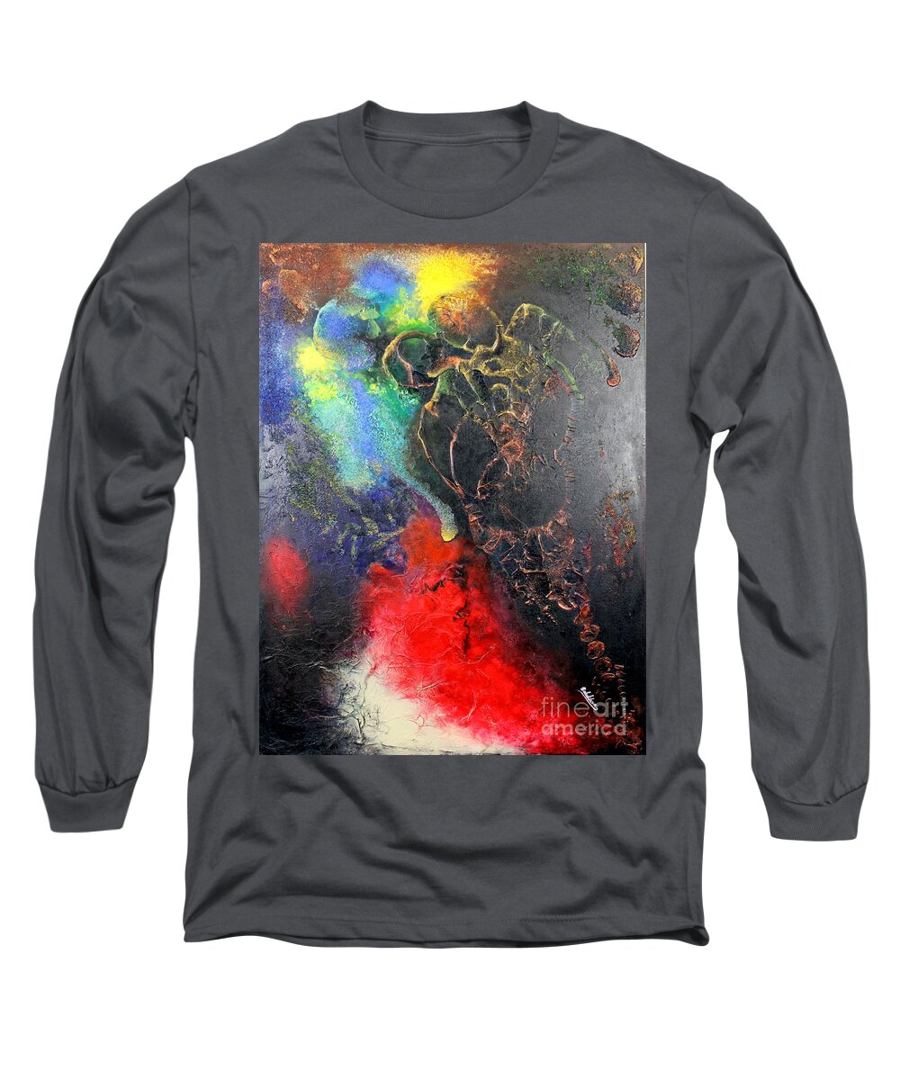 Valentine Long Sleeve T-Shirt featuring the painting Fire of Passion by Farzali Babekhan